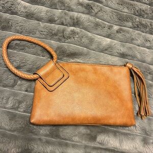 Tan Leather clutch - New